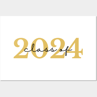 Class Of 2024. Simple Typography 2024 Design for Class Of/ Graduation Design. Gold and Black Posters and Art